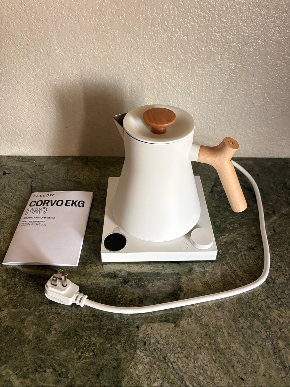 NEW Fellow Corvo EKG Pro Electric Kettle - White With Maple 0.9L
